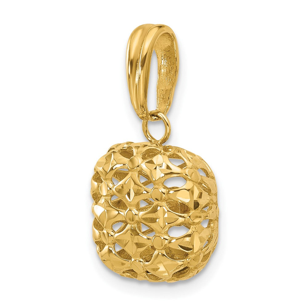 14K Gelbgold Poliert Gewölbt Quadratisch Anhänger