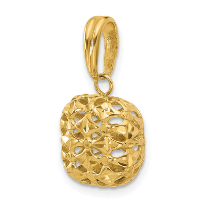 14K Gelbgold Poliert Gewölbt Quadratisch Anhänger