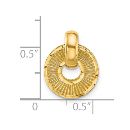 14K Gelbgold Poliert und Diamantiert Kreis Anhänger