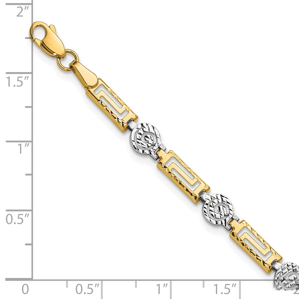 14K Bicolor Poliert und Diamantiert Fantasieglieder Armband