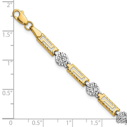 14K Bicolor Poliert und Diamantiert Fantasieglieder Armband