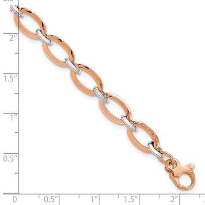 14K Weiß/ Roségold Weiß und Rose Poliert Mit.5 Zoll Verlängerung. Armband