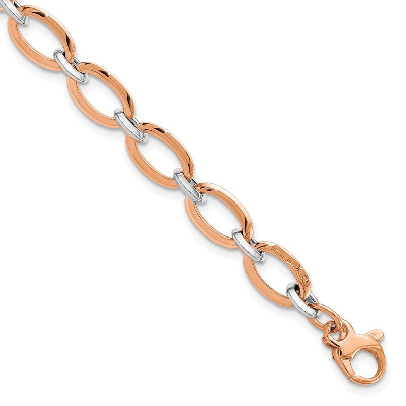 14K Weiß/ Roségold Weiß und Rose Poliert Mit.5 Zoll Verlängerung. Armband