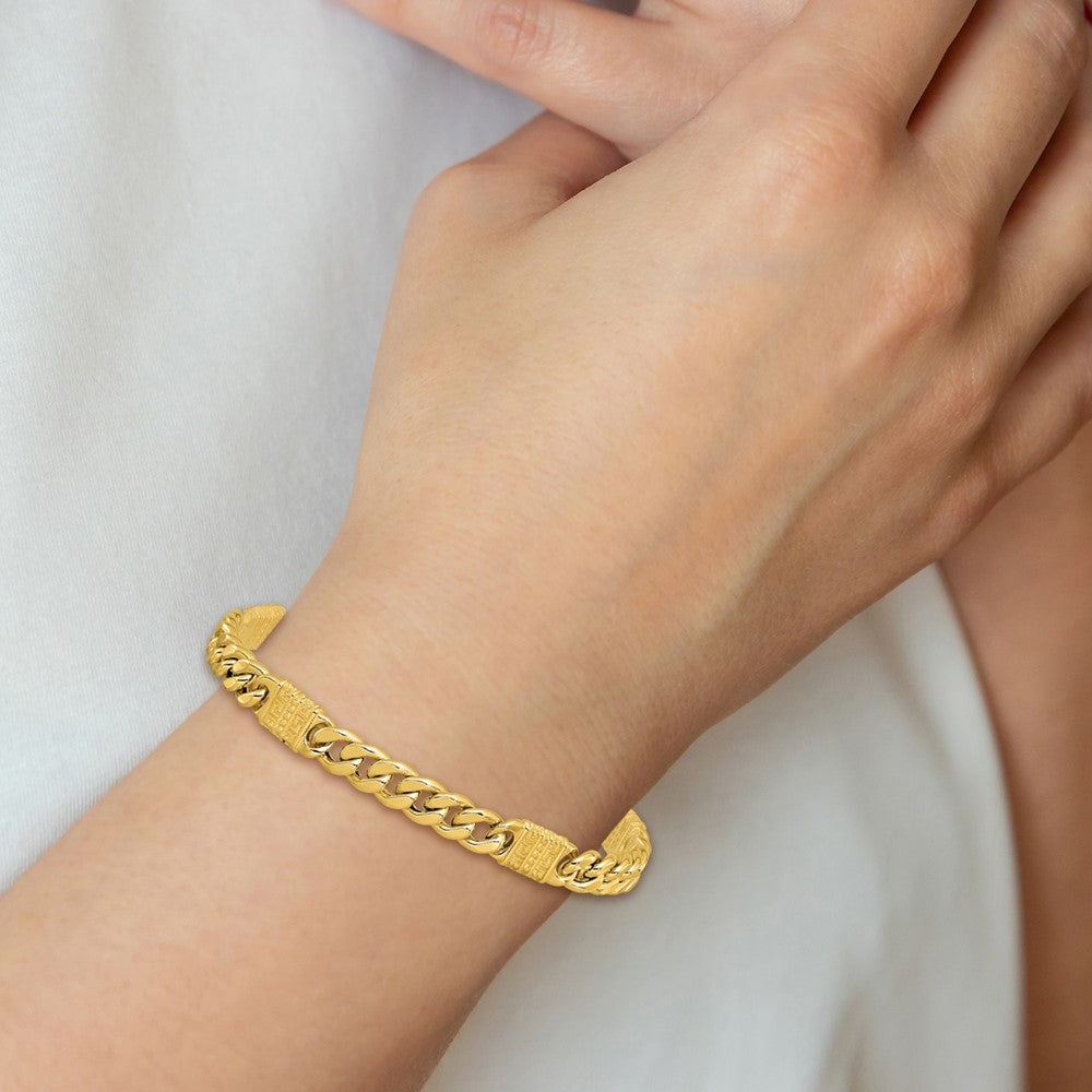 14K Gelbgold Poliert mit Design Fantasieglieder Herren Armband