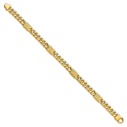 14K Gelbgold Poliert mit Design Fantasieglieder Herren Armband