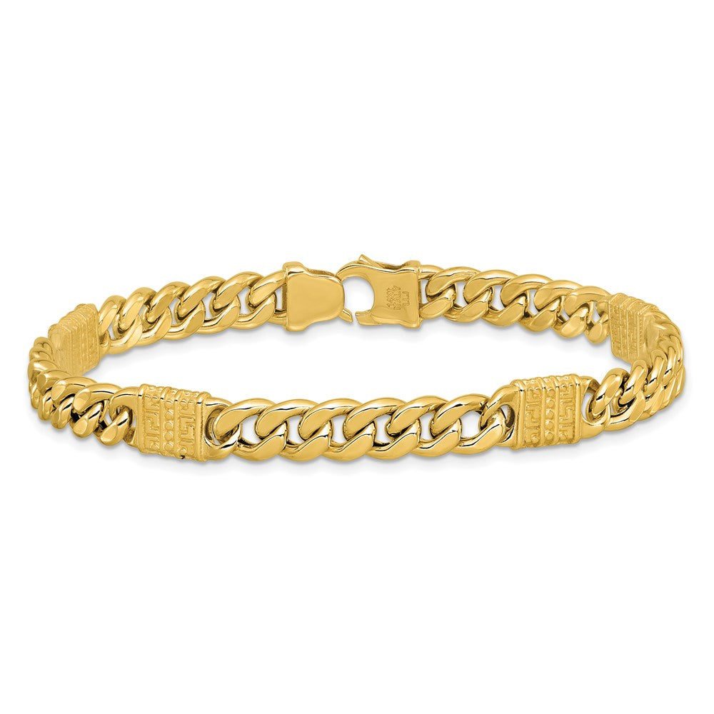 14K Gelbgold Poliert mit Design Fantasieglieder Herren Armband