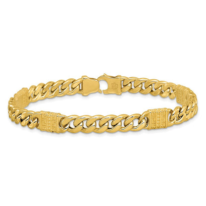 14K Gelbgold Poliert mit Design Fantasieglieder Herren Armband
