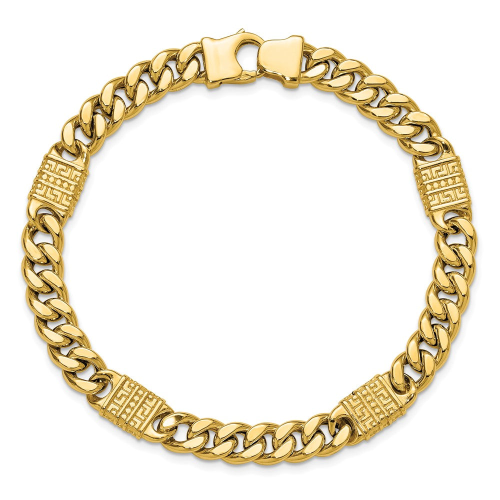 14K Gelbgold Poliert mit Design Fantasieglieder Herren Armband