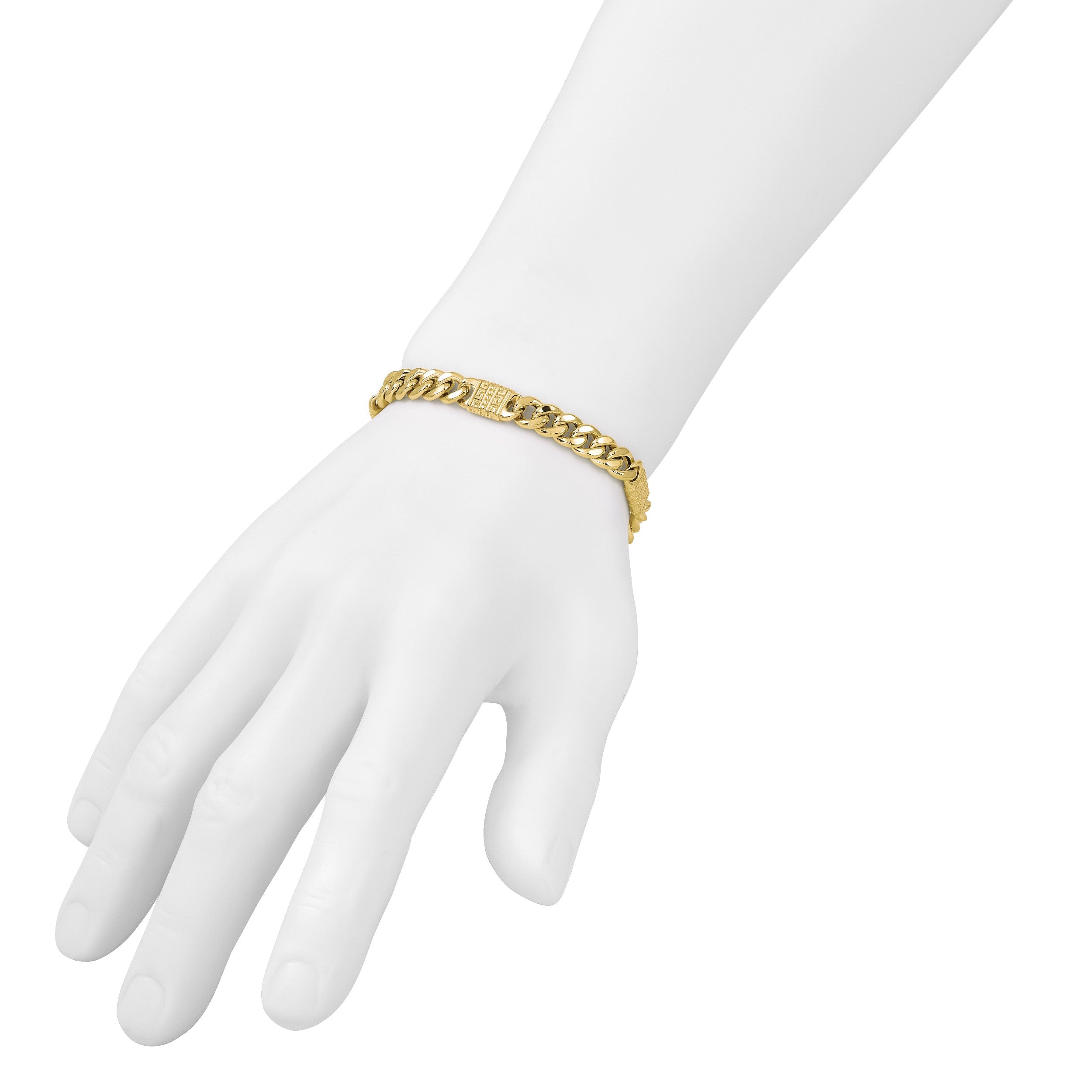 14K Gelbgold Poliert mit Design Fantasieglieder Herren Armband