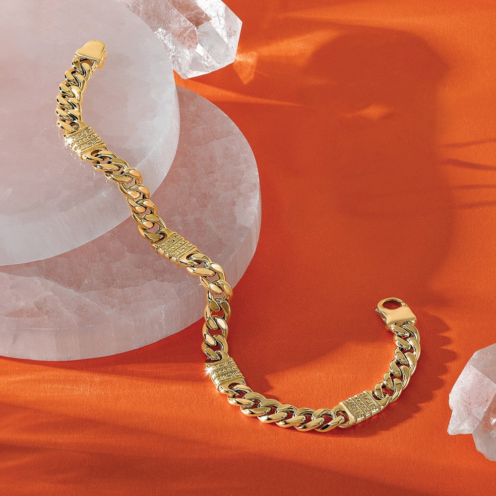 14K Gelbgold Poliert mit Design Fantasieglieder Herren Armband