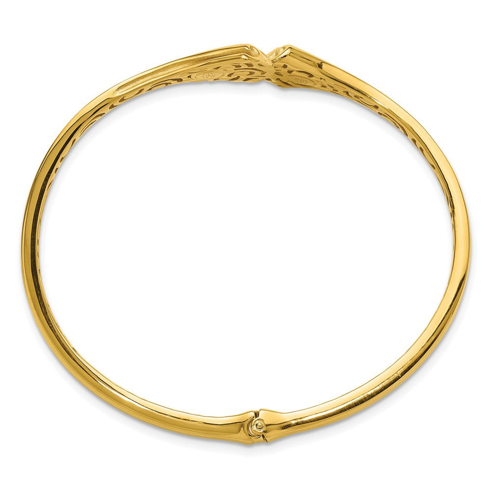 14K Gelbgold Poliert Hohl Klappbar Manschette Armreif