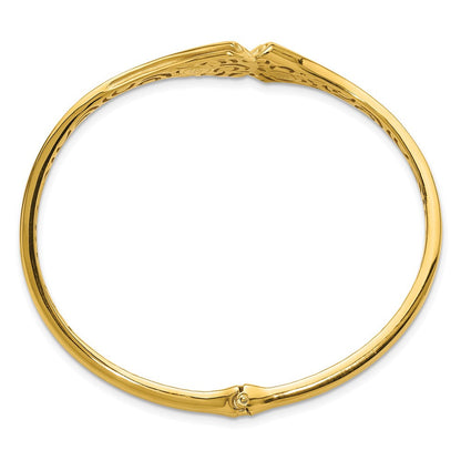14K Gelbgold Poliert Hohl Klappbar Manschette Armreif