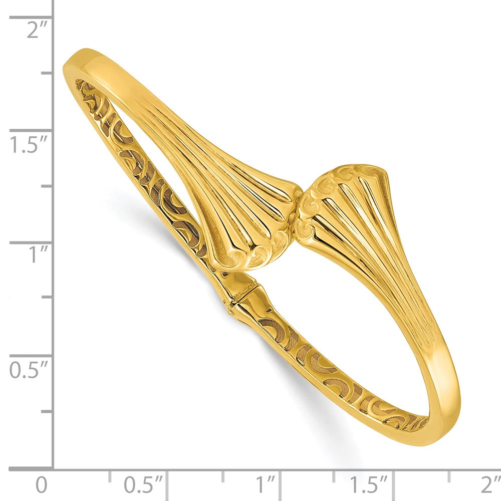 14K Gelbgold Poliert Hohl Klappbar Manschette Armreif