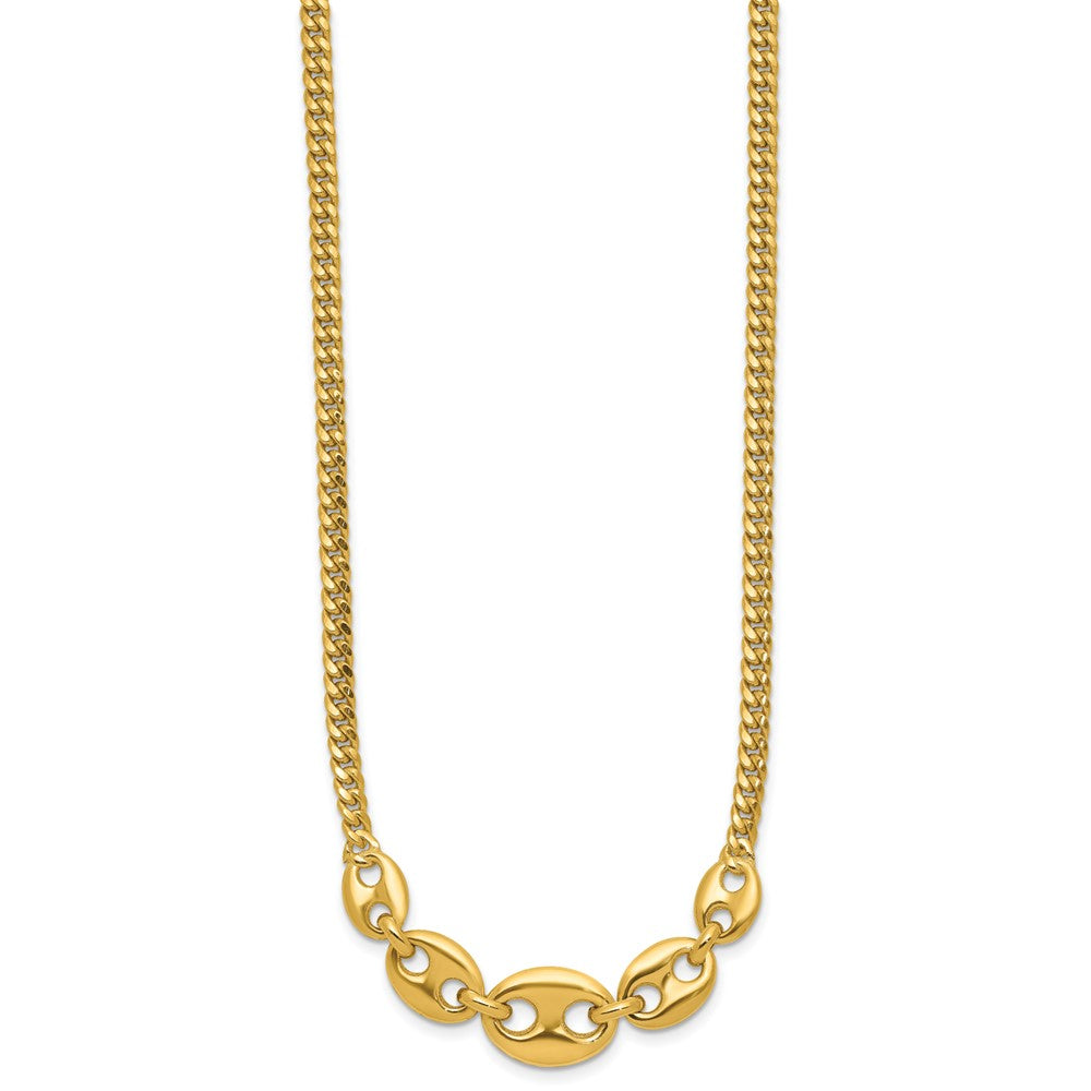 14K Gelbgold Poliert Fantasie Panzer Glieder Halskette