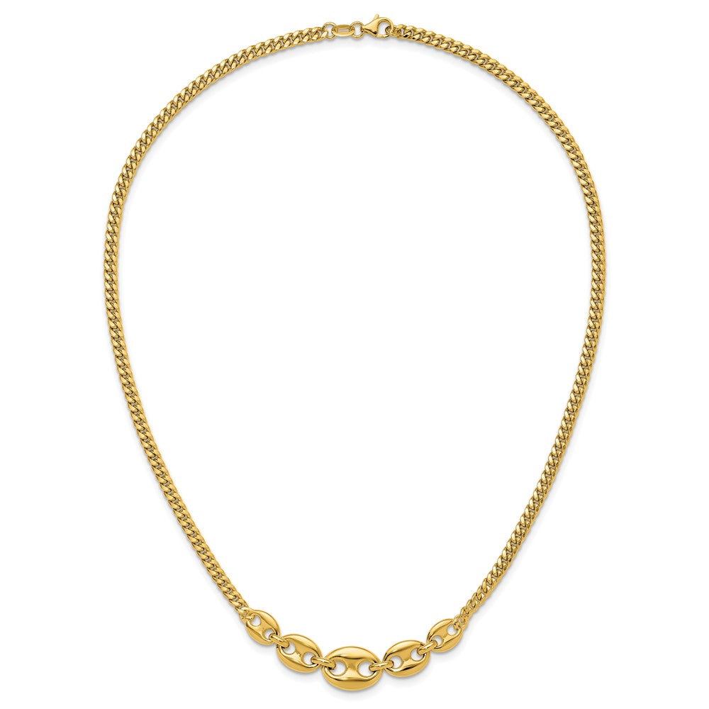 14K Gelbgold Poliert Fantasie Panzer Glieder Halskette