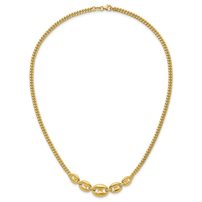 14K Gelbgold Poliert Fantasie Panzer Glieder Halskette