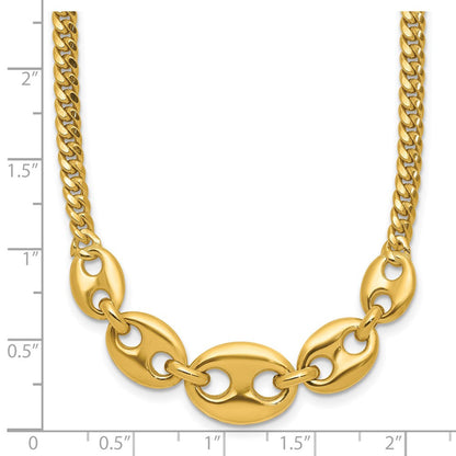 14K Gelbgold Poliert Fantasie Panzer Glieder Halskette
