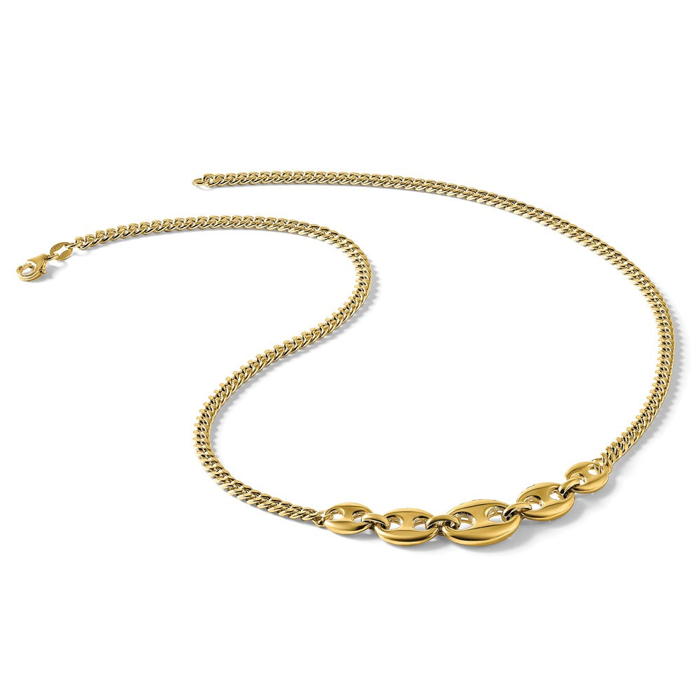 14K Gelbgold Poliert Fantasie Panzer Glieder Halskette