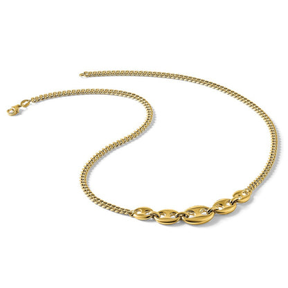 14K Gelbgold Poliert Fantasie Panzer Glieder Halskette