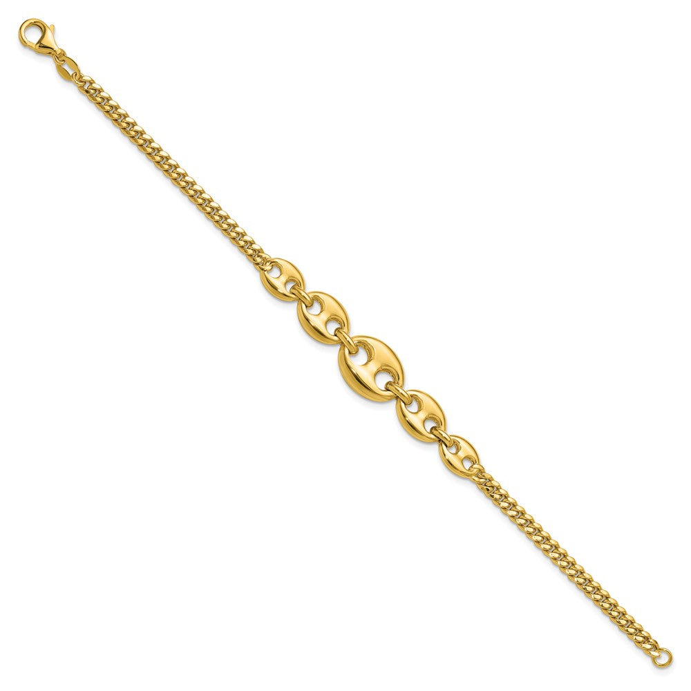 14K Gelbgold Poliert Fantasie Panzer Glieder Armband