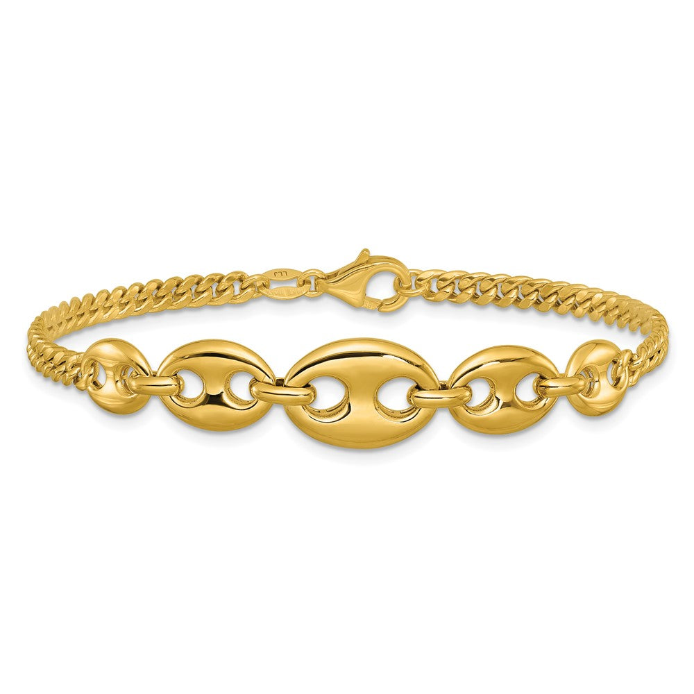 14K Gelbgold Poliert Fantasie Panzer Glieder Armband