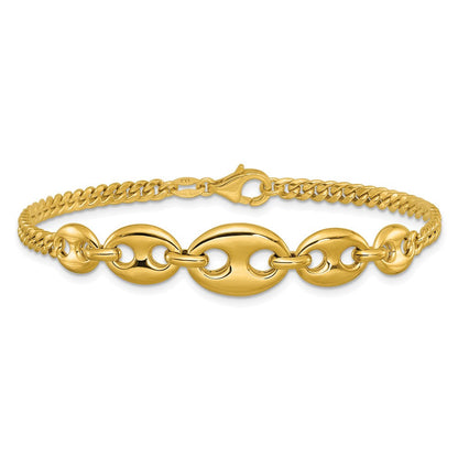 14K Gelbgold Poliert Fantasie Panzer Glieder Armband