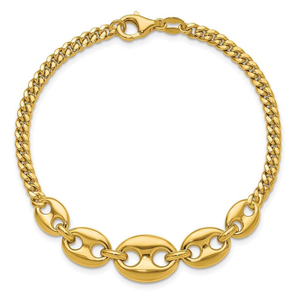 14K Gelbgold Poliert Fantasie Panzer Glieder Armband