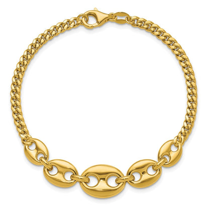 14K Gelbgold Poliert Fantasie Panzer Glieder Armband