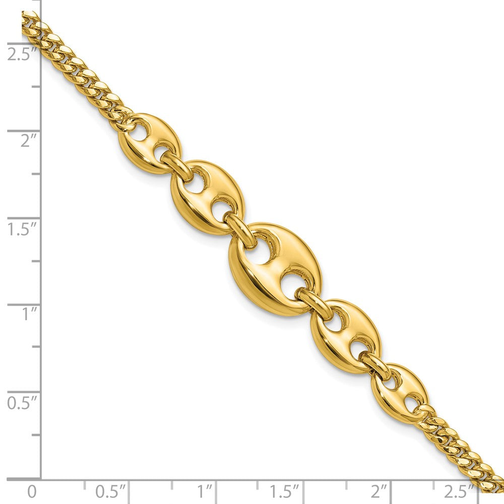 14K Gelbgold Poliert Fantasie Panzer Glieder Armband