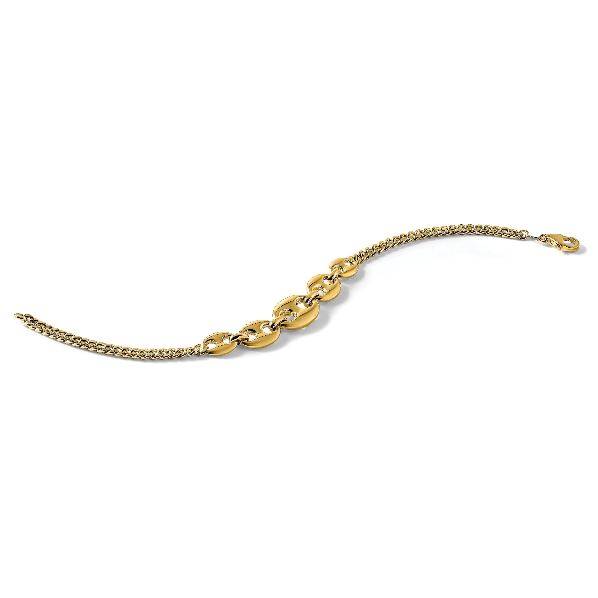 14K Gelbgold Poliert Fantasie Panzer Glieder Armband