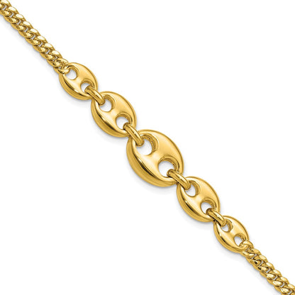 14K Gelbgold Poliert Fantasie Panzer Glieder Armband
