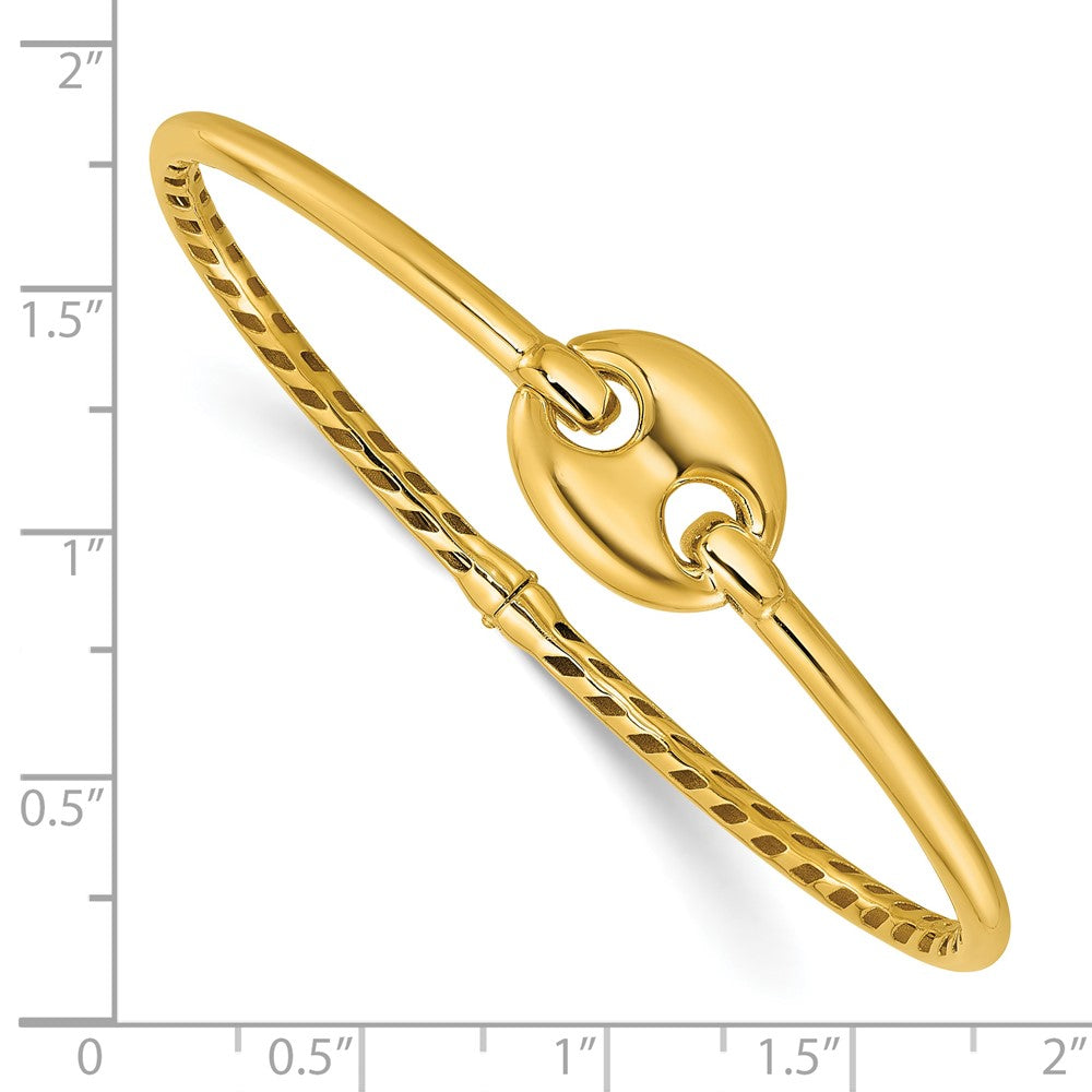 14K Gelbgold Poliert Hohl Klappbar Armreif