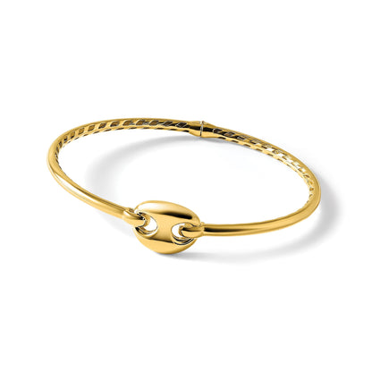 14K Gelbgold Poliert Hohl Klappbar Armreif
