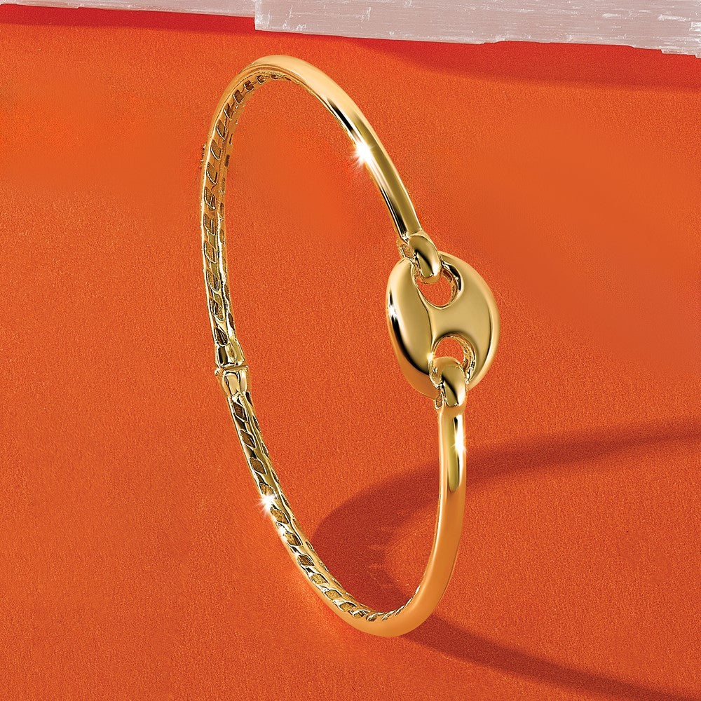 14K Gelbgold Poliert Hohl Klappbar Armreif