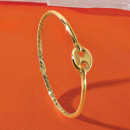 14K Gelbgold Poliert Hohl Klappbar Armreif
