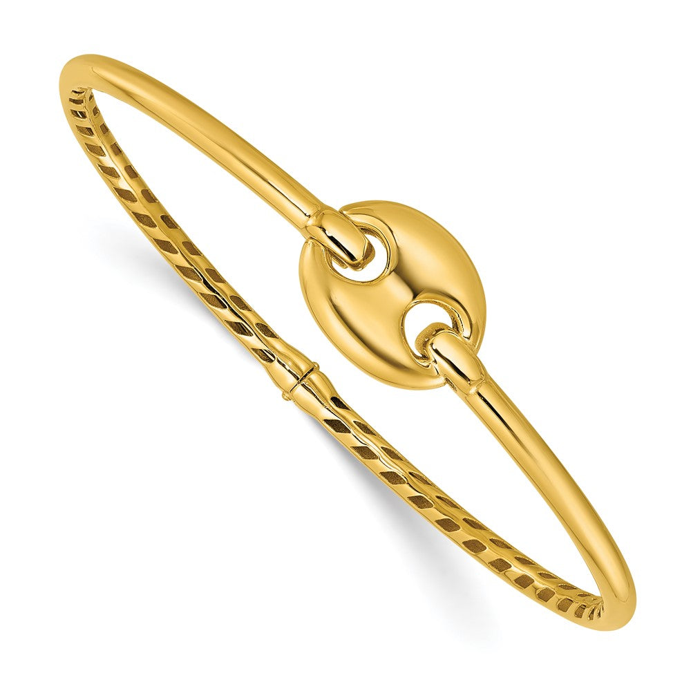 14K Gelbgold Poliert Hohl Klappbar Armreif
