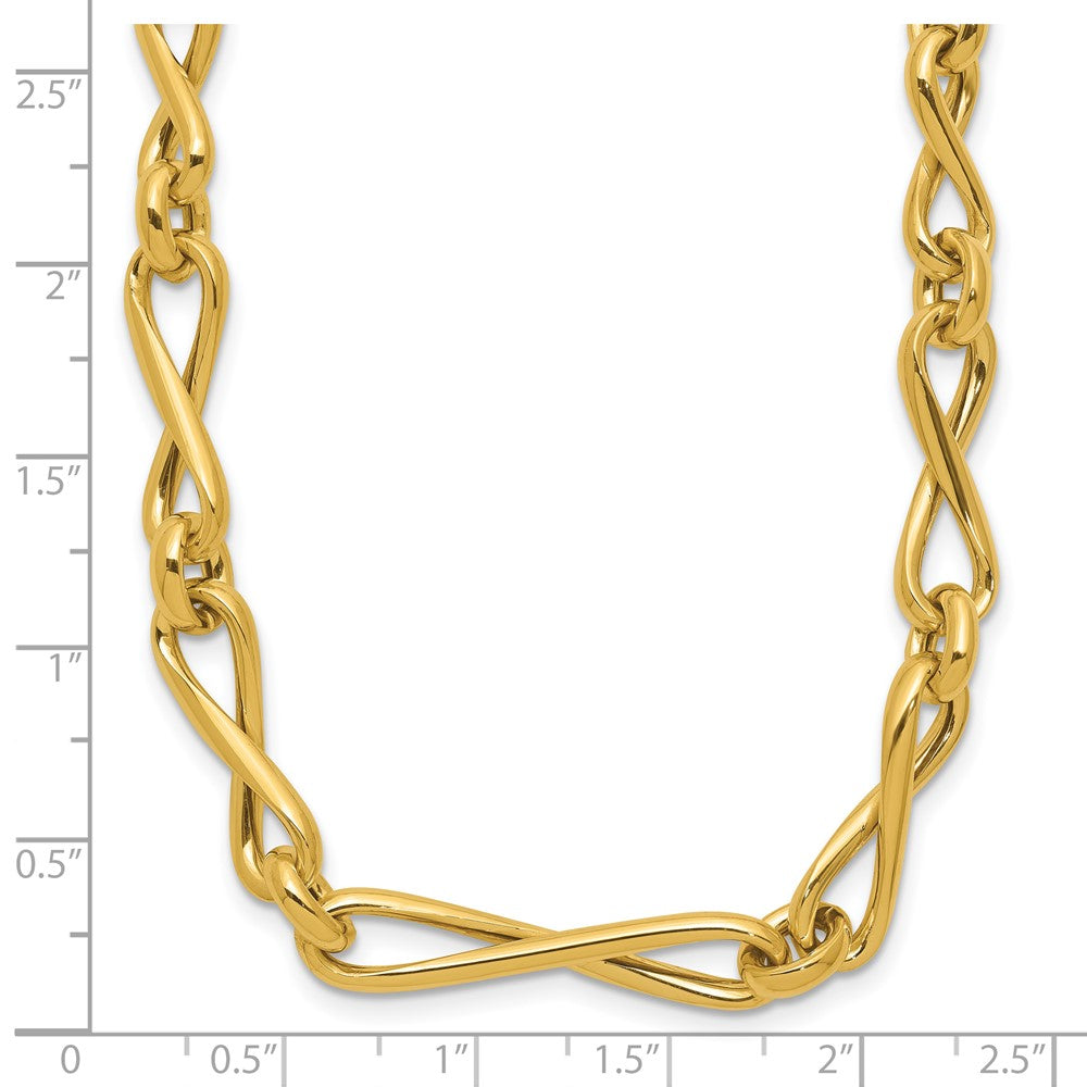 14K Gelbgold Poliert Fantasie Gedreht Glieder Unendlichkeit Halskette