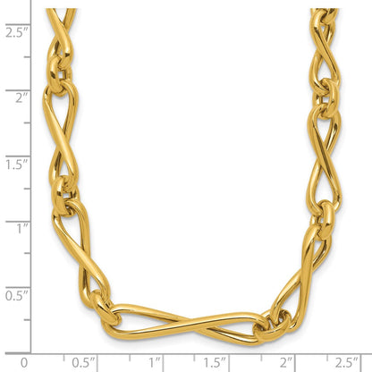 14K Gelbgold Poliert Fantasie Gedreht Glieder Unendlichkeit Halskette