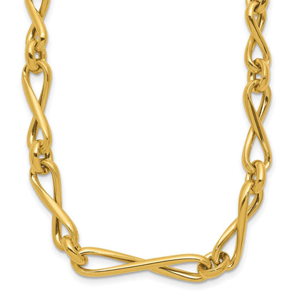 14K Gelbgold Poliert Fantasie Gedreht Glieder Unendlichkeit Halskette