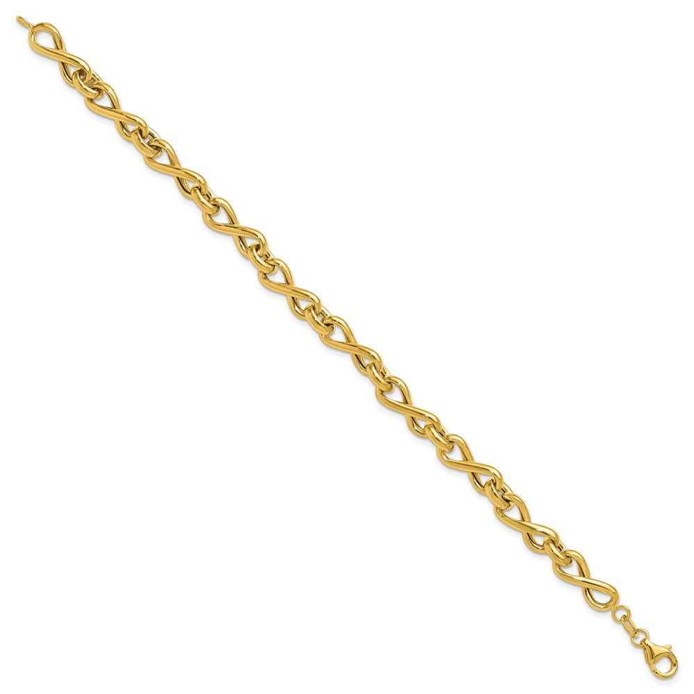 14K Gelbgold Poliert Fantasie Gedreht Glieder Unendlichkeit Armband