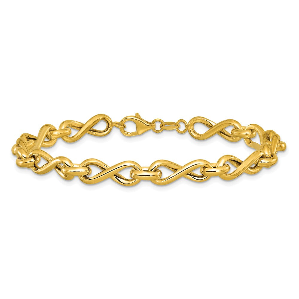 14K Gelbgold Poliert Fantasie Gedreht Glieder Unendlichkeit Armband