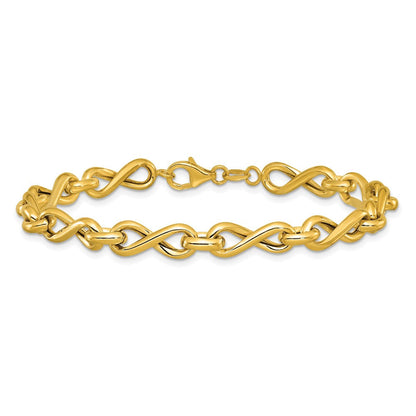 14K Gelbgold Poliert Fantasie Gedreht Glieder Unendlichkeit Armband