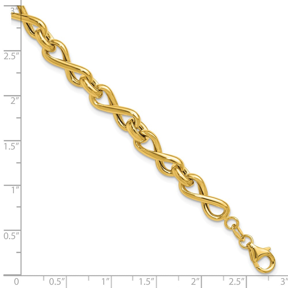 14K Gelbgold Poliert Fantasie Gedreht Glieder Unendlichkeit Armband
