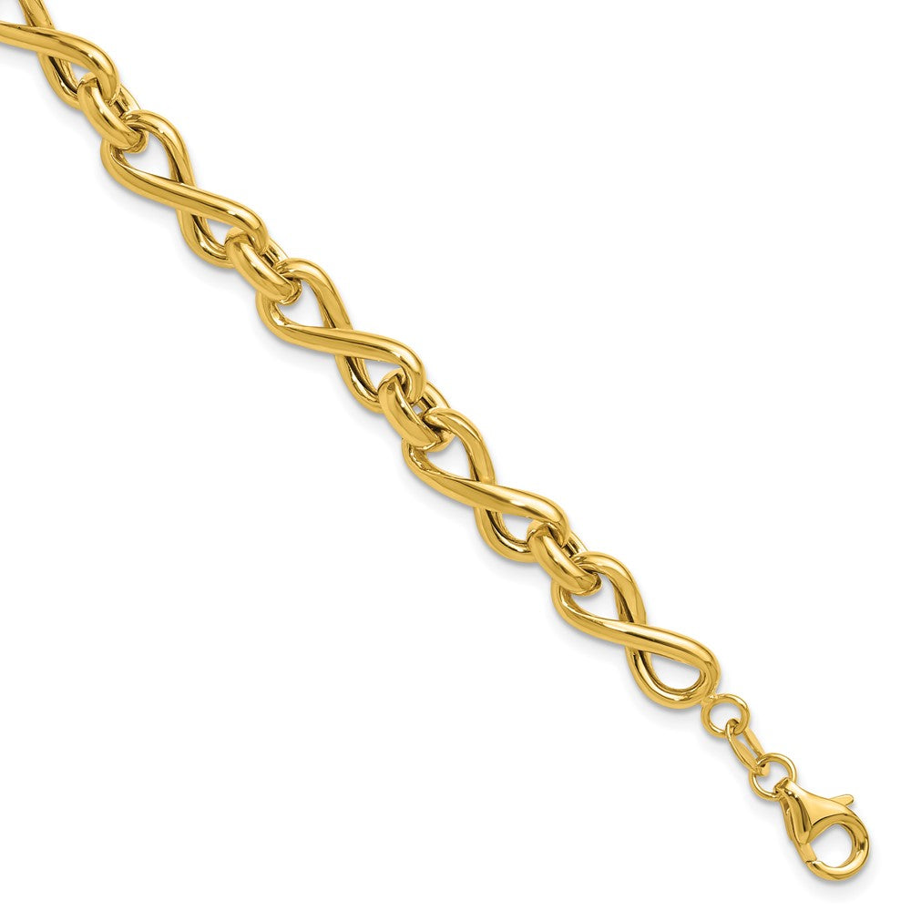14K Gelbgold Poliert Fantasie Gedreht Glieder Unendlichkeit Armband