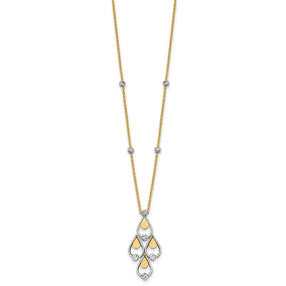 14K Bicolor Tt Poliert / Diamant Schliff Chandelier Mit.5 Zoll Verlängerung. Halskette