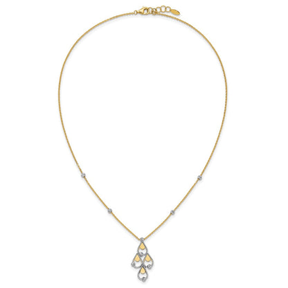 14K Bicolor Tt Poliert / Diamant Schliff Chandelier Mit.5 Zoll Verlängerung. Halskette