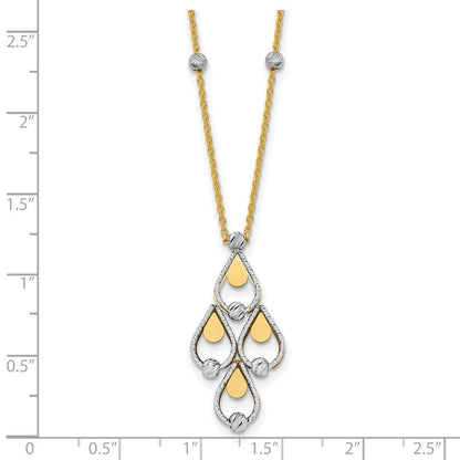 14K Bicolor Tt Poliert / Diamant Schliff Chandelier Mit.5 Zoll Verlängerung. Halskette
