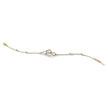 14K Bicolor Tt Poliert / Diamant Schliff Fantasie Armband Mit.5 Zoll Verlängerung.