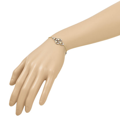14K Bicolor Tt Poliert / Diamant Schliff Fantasie Armband Mit.5 Zoll Verlängerung.