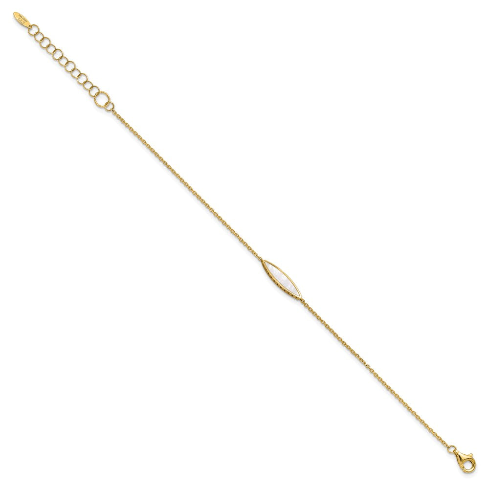 14K Gelbgold Poliert Perlmutt 1 Zoll Verlängerung. Armband